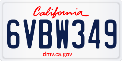 CA license plate 6VBW349