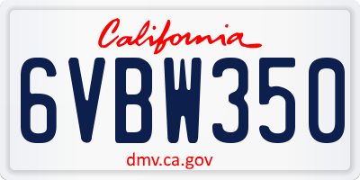 CA license plate 6VBW350