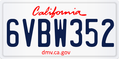 CA license plate 6VBW352
