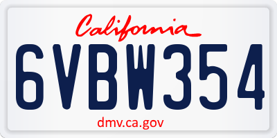 CA license plate 6VBW354