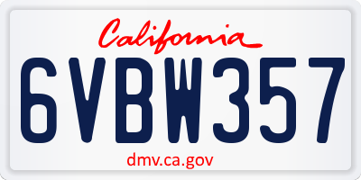 CA license plate 6VBW357