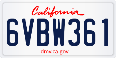 CA license plate 6VBW361