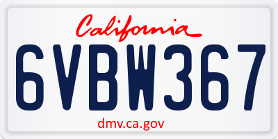 CA license plate 6VBW367