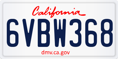 CA license plate 6VBW368