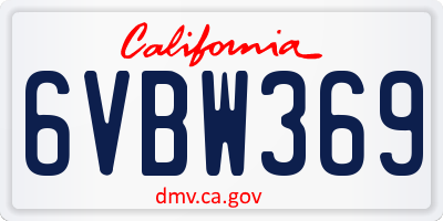CA license plate 6VBW369