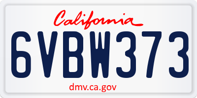 CA license plate 6VBW373