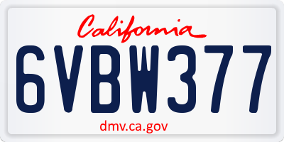 CA license plate 6VBW377
