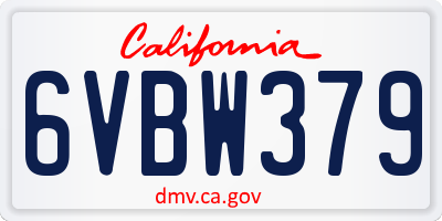 CA license plate 6VBW379