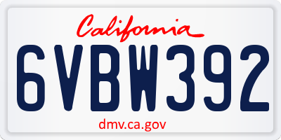 CA license plate 6VBW392