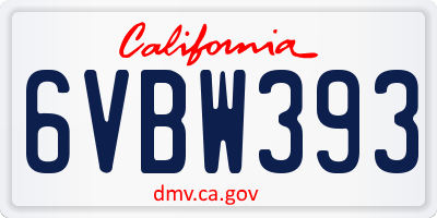 CA license plate 6VBW393