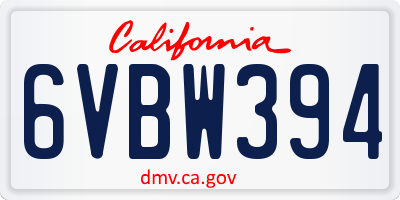 CA license plate 6VBW394