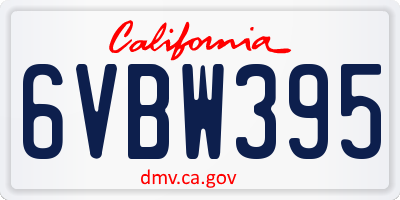 CA license plate 6VBW395