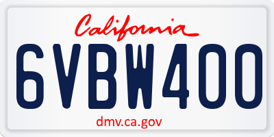 CA license plate 6VBW400