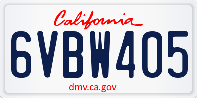 CA license plate 6VBW405
