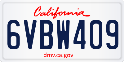 CA license plate 6VBW409