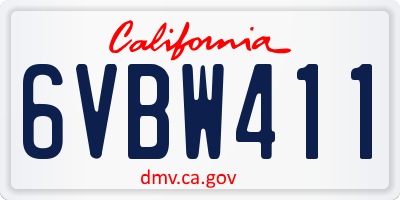 CA license plate 6VBW411