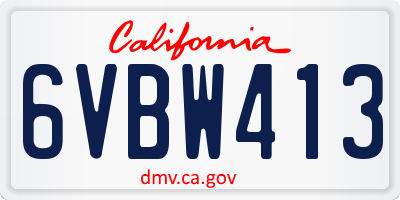 CA license plate 6VBW413