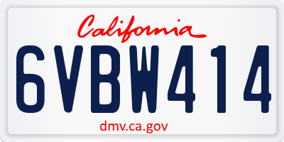CA license plate 6VBW414
