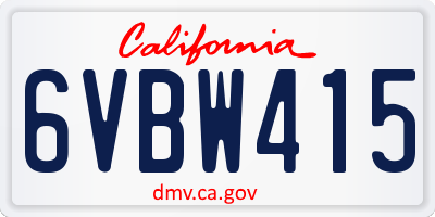CA license plate 6VBW415