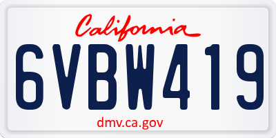 CA license plate 6VBW419