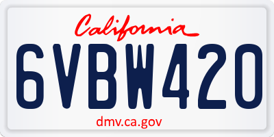 CA license plate 6VBW420