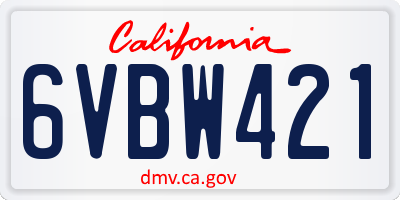 CA license plate 6VBW421