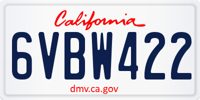 CA license plate 6VBW422