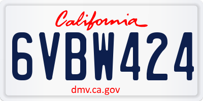 CA license plate 6VBW424