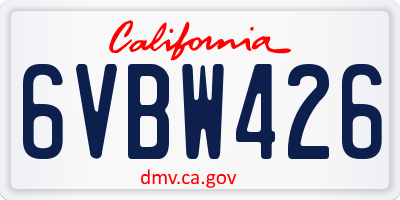 CA license plate 6VBW426