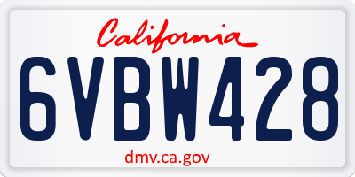 CA license plate 6VBW428