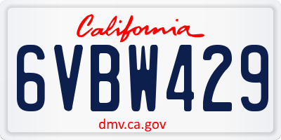 CA license plate 6VBW429