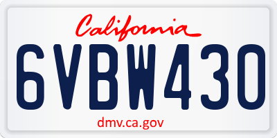CA license plate 6VBW430