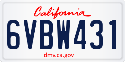 CA license plate 6VBW431
