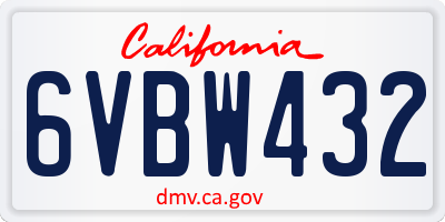 CA license plate 6VBW432