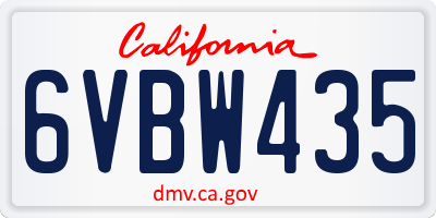 CA license plate 6VBW435