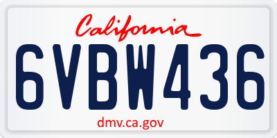 CA license plate 6VBW436