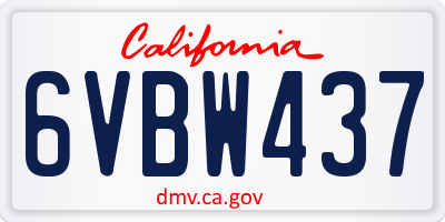 CA license plate 6VBW437