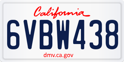 CA license plate 6VBW438