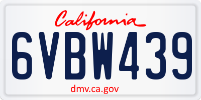 CA license plate 6VBW439