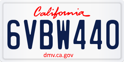 CA license plate 6VBW440