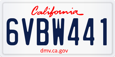 CA license plate 6VBW441