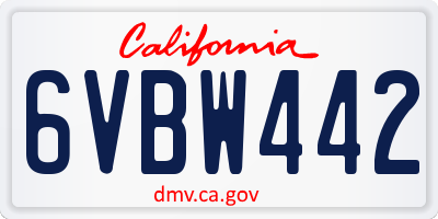 CA license plate 6VBW442