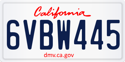 CA license plate 6VBW445