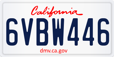 CA license plate 6VBW446