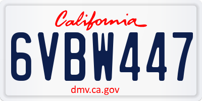 CA license plate 6VBW447