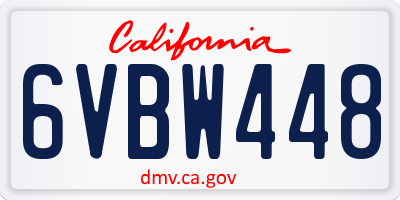 CA license plate 6VBW448