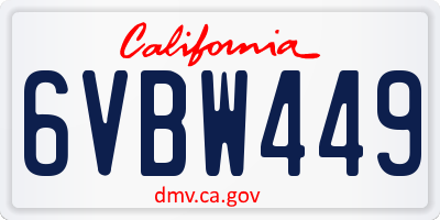 CA license plate 6VBW449