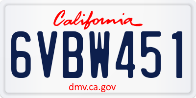CA license plate 6VBW451