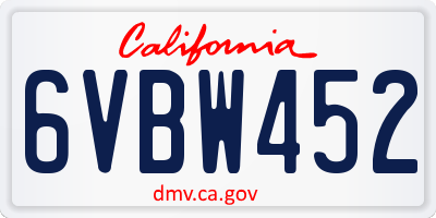 CA license plate 6VBW452