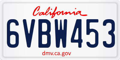 CA license plate 6VBW453